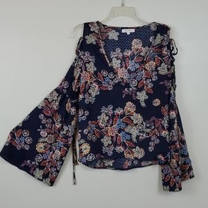 Honey Belle Boho Print Cold Shoulder Top Small